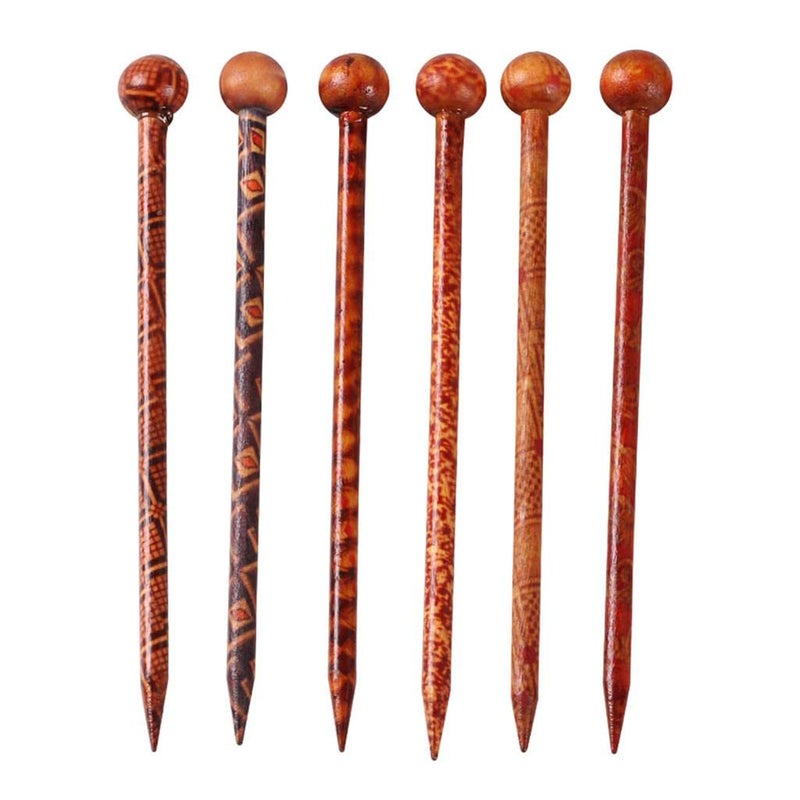 Baoblaze 6 Pieces Wood Hair Sticks Japanese Hair Chopsticks for Hair Pins for Women Long Handmade Craft 13cm - Image 1